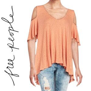 Free People Orange Short Sleeve Top